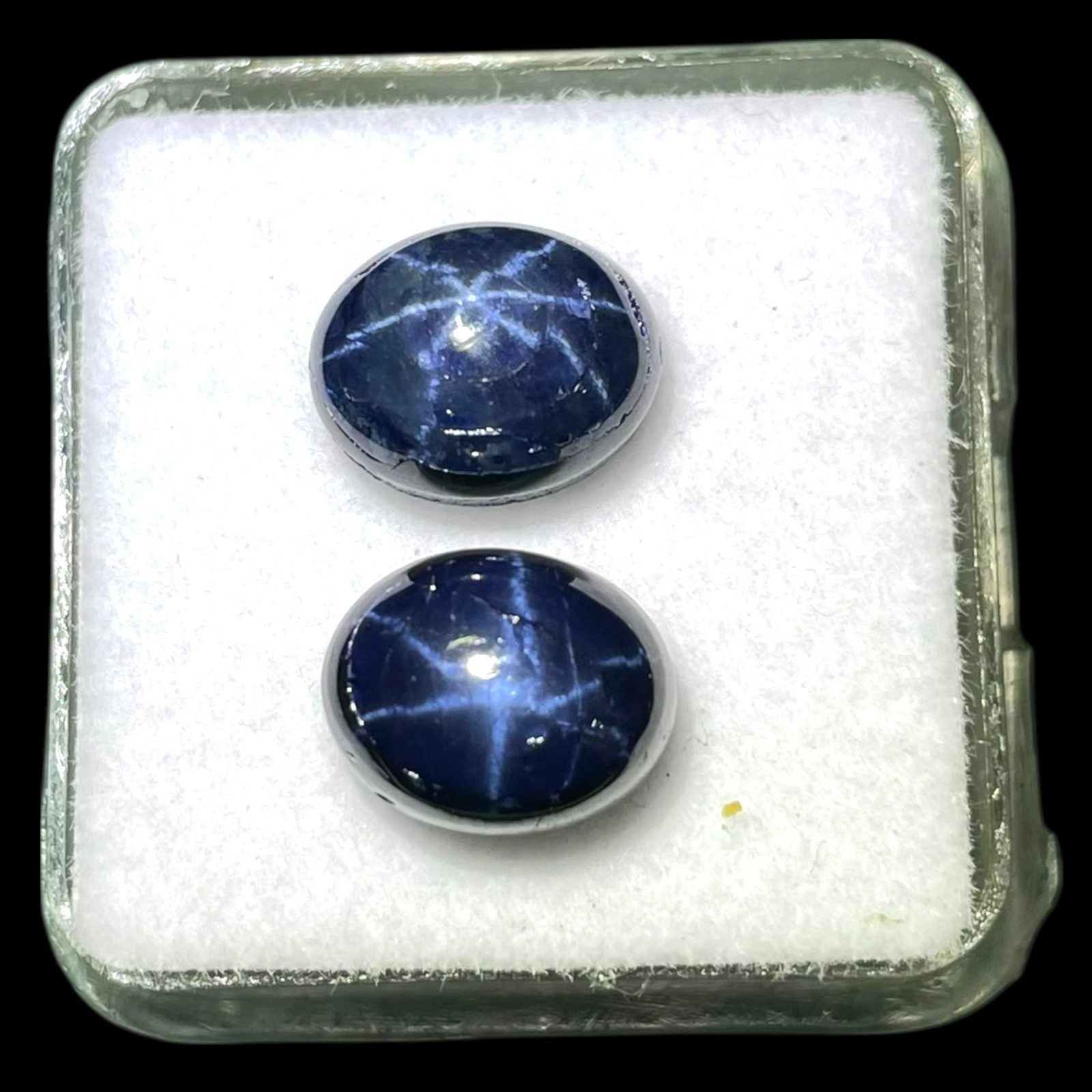 2 Pcs Natural Star Blue Sapphire 10x8mm Oval Loose Cabochon Gemstones Lot