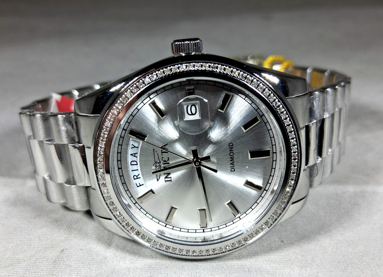 NEW Invicta Elite Diamond 0.30 Carat Diamond Silver Tone Unisex 38mm Watch 48763