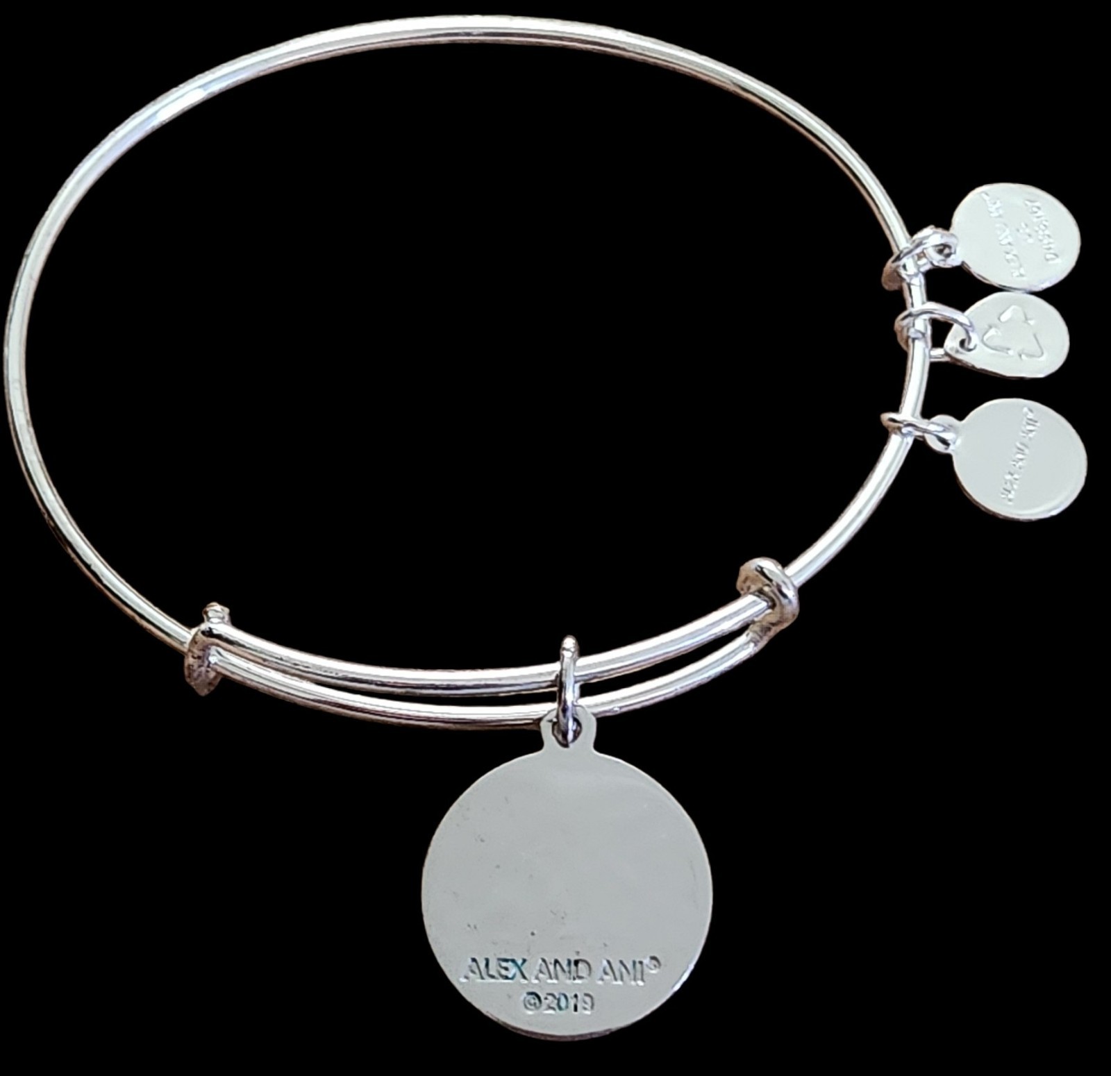 NWOT Alex And Ani IT’S A BOY Shiny Silver Expandable Bangle Bracelet