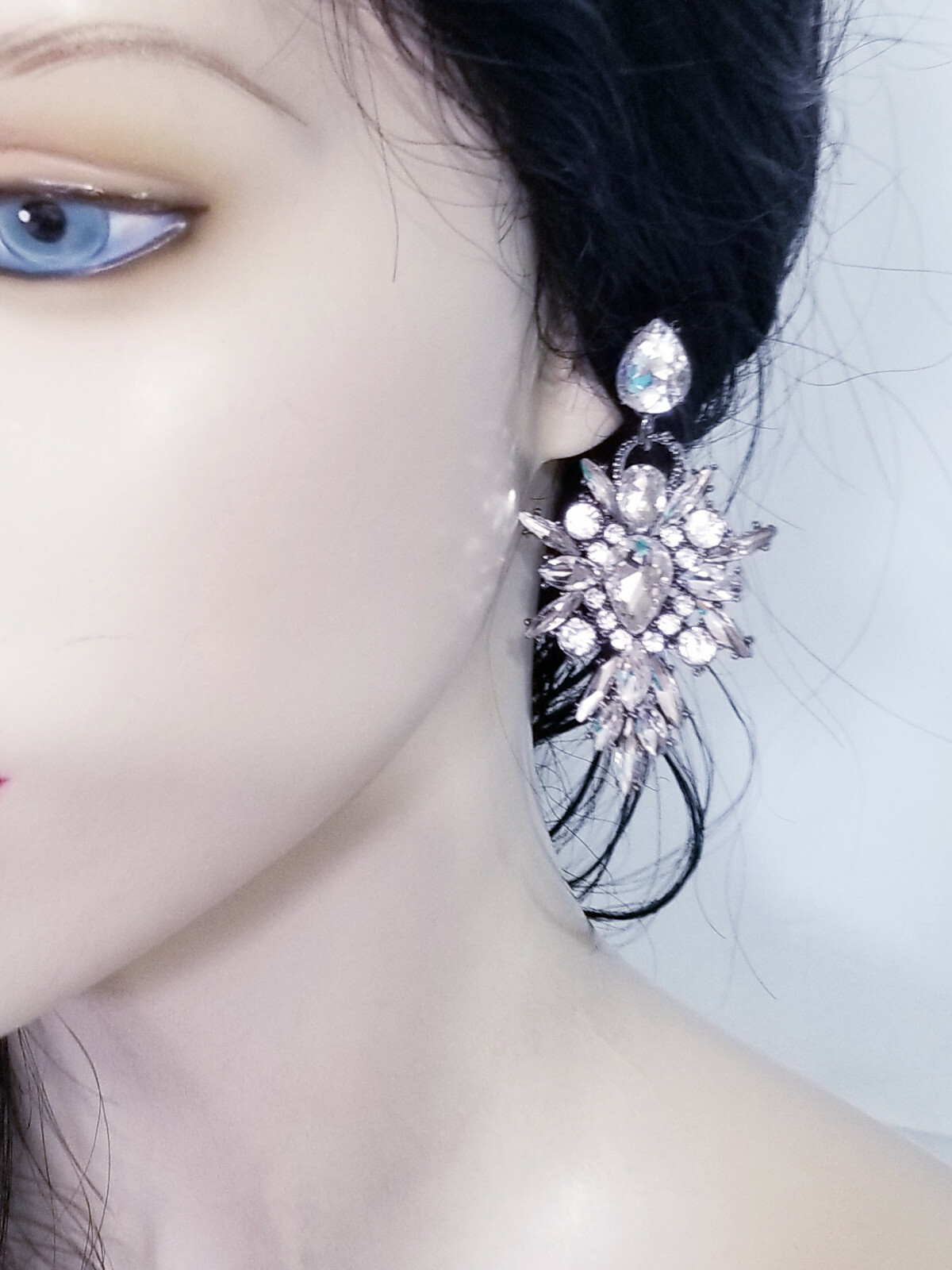 Chandelier Earrings Clear Rhinestone Crystal 2.8 in