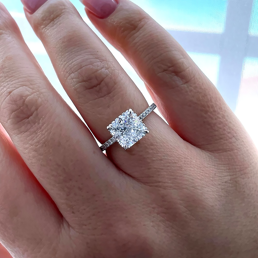IGI Certified 4.40 Carat Princess Cut Lab Grown Diamond CVD Ring 14K White Gold