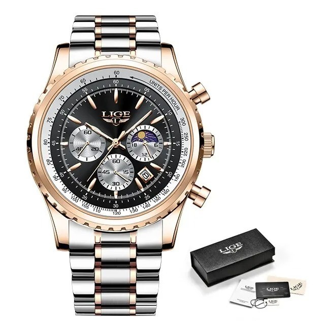 LIGE 2024 Top Brand Luxury New Men Watch Quartz Man Watches Waterproof Luminous