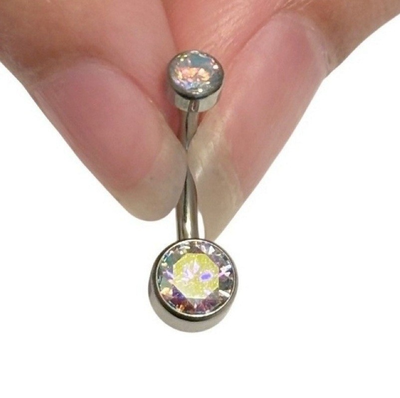 STERILIZE WEIGHTLESS Titanium Most Beautiful Bezel AB Swarovski TINY VCH Barbell