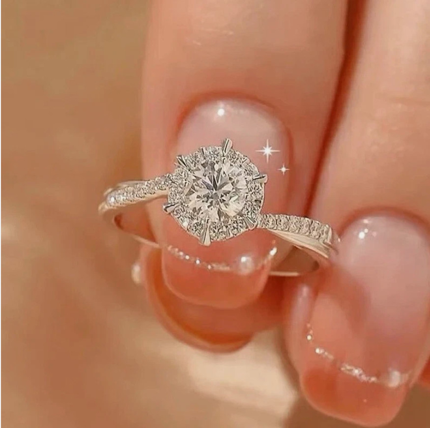 Anillo de Compromiso para Mujer Plata 925 Color Oro Sortija de Boda