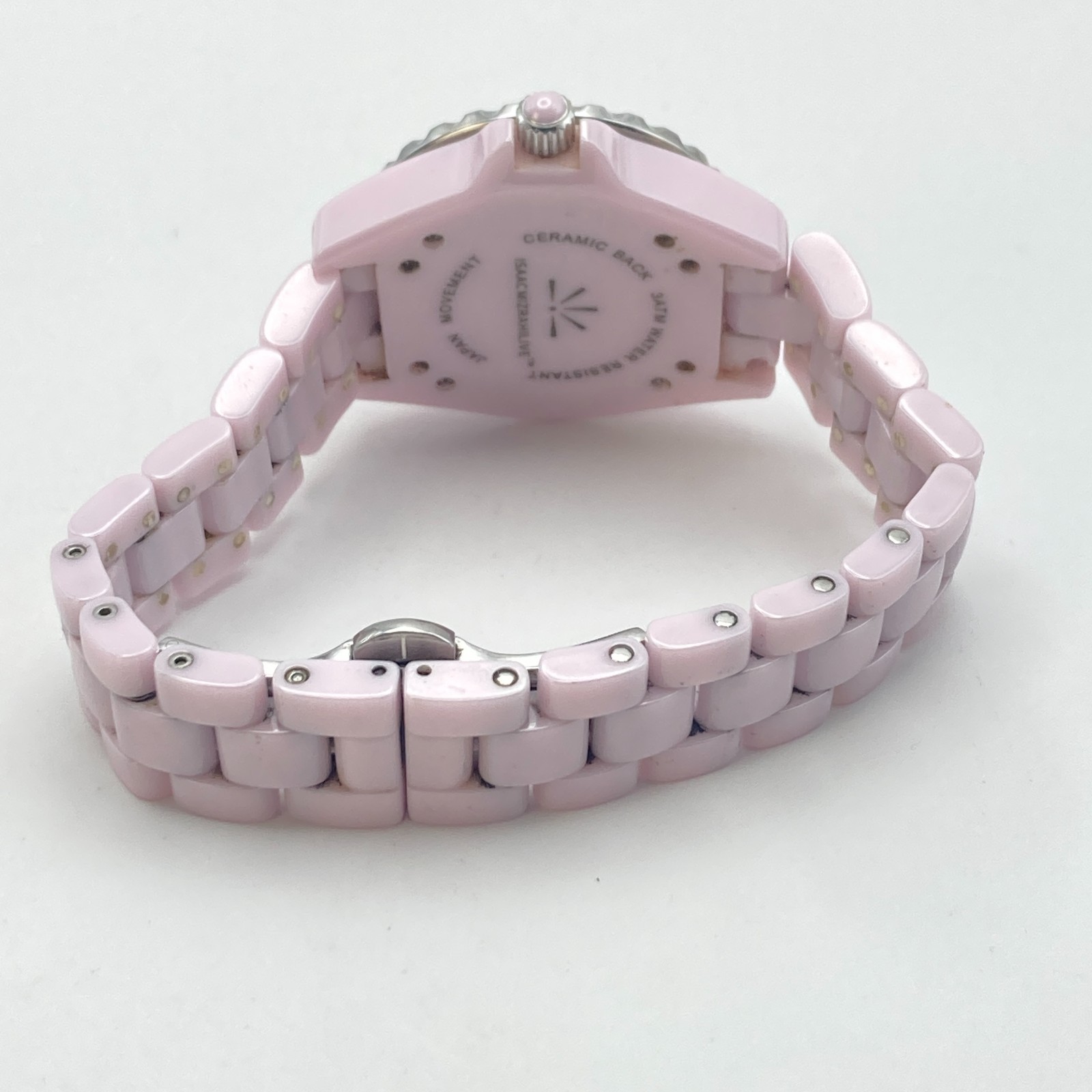 Isaac Mizrahi Live Women’s Watch 35mm Pink MOP Ceramic WR 30M New Battery 7.25″