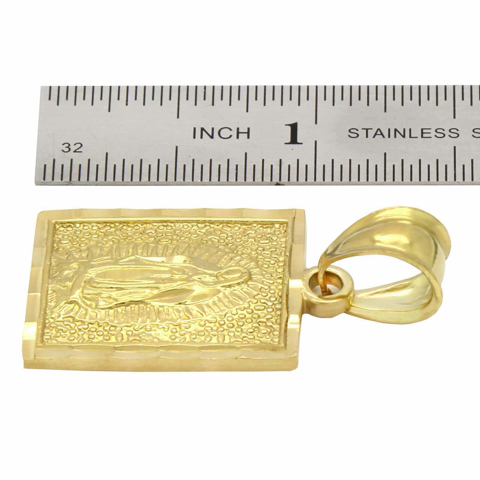Mens 18k Gold Plated Brass Guadalupe Pendant 6mm 24″ Cuban Chain