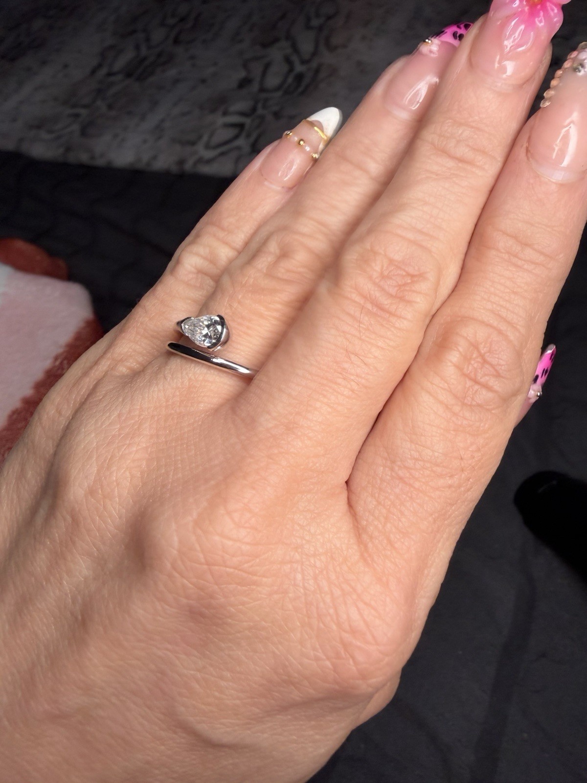 Pear Cut Moissanite Engagement Ring VVS D 1.00 CTW Gold Filled Size 7