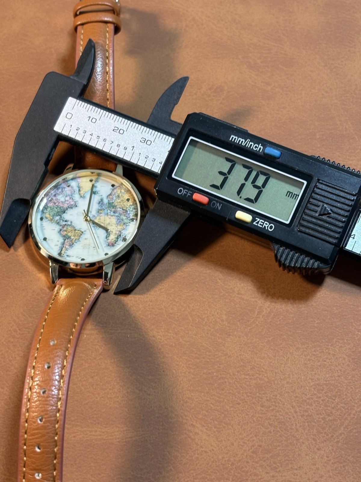 World Map Francescas Women’s Quartz Watch Gold Tone Ladies Leather Band,Box