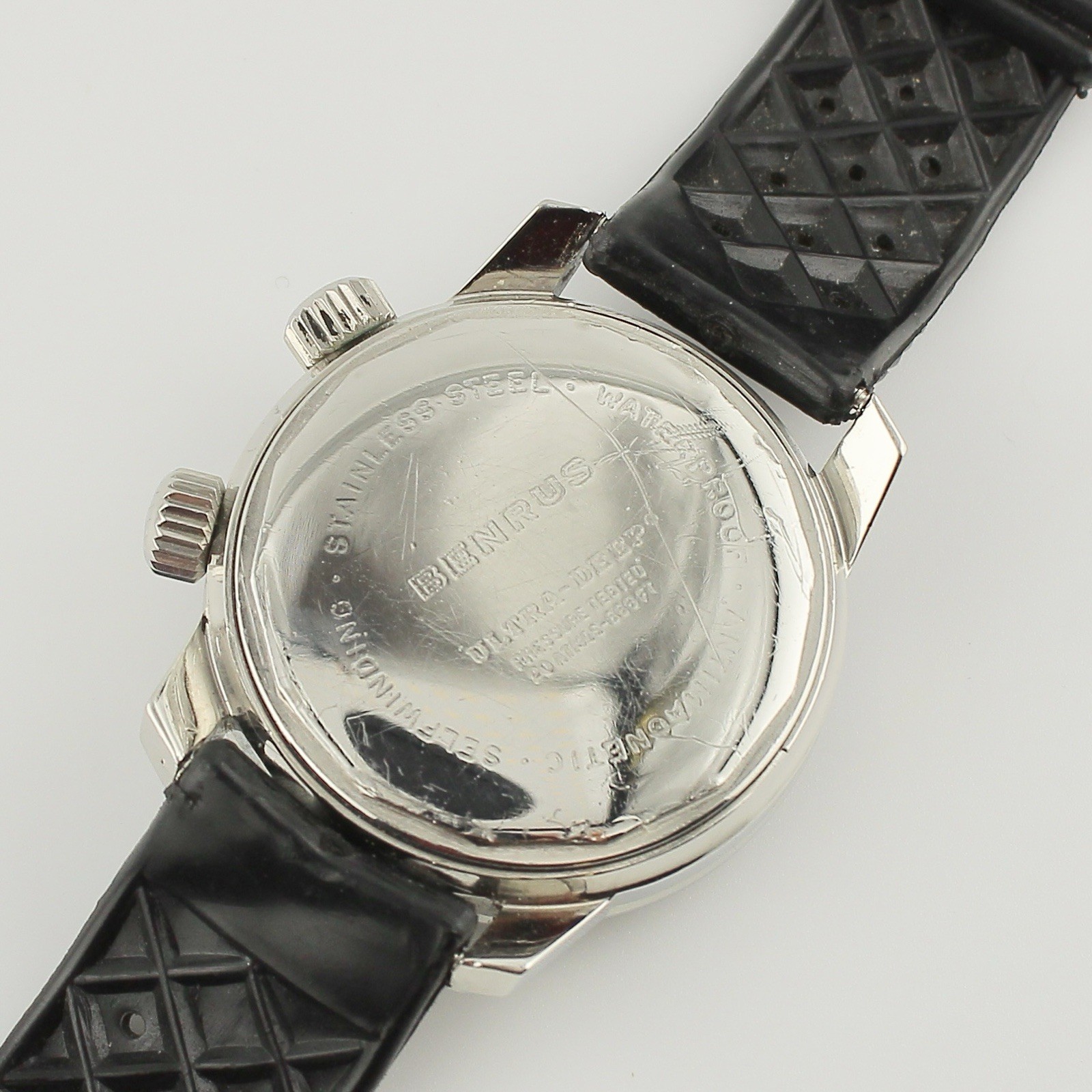 Benrus Ultra-Deep Super Compressor 6089 Vintage Diver Watch 36.5mm Black Dial