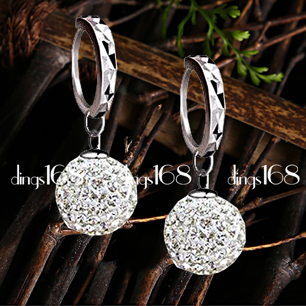 Designer Inspired 925Sterling Silver Disco Ball Small Hoop Dangle Earrings X1046