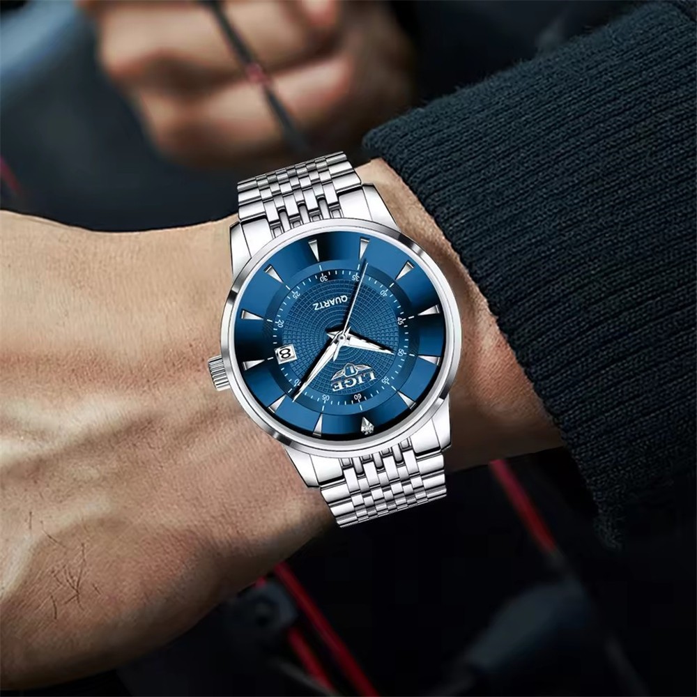 LIGE Men Watch Brand Steel Quartz Wristwatch Casual Business Male Date Watches