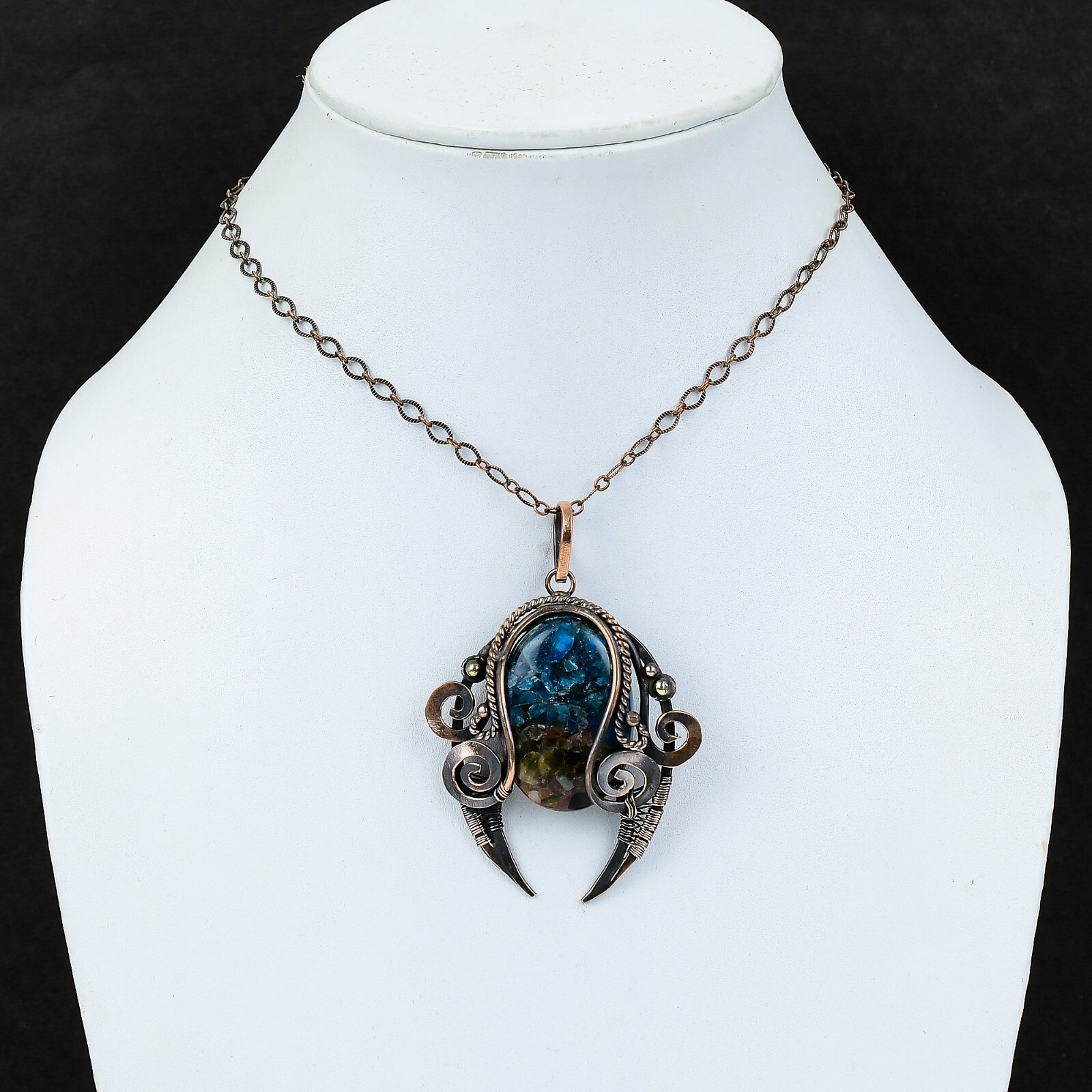 Gift For Her Watermelon Tourmaline Wire Wrapped Pendant Copper Jewelry 2.91″