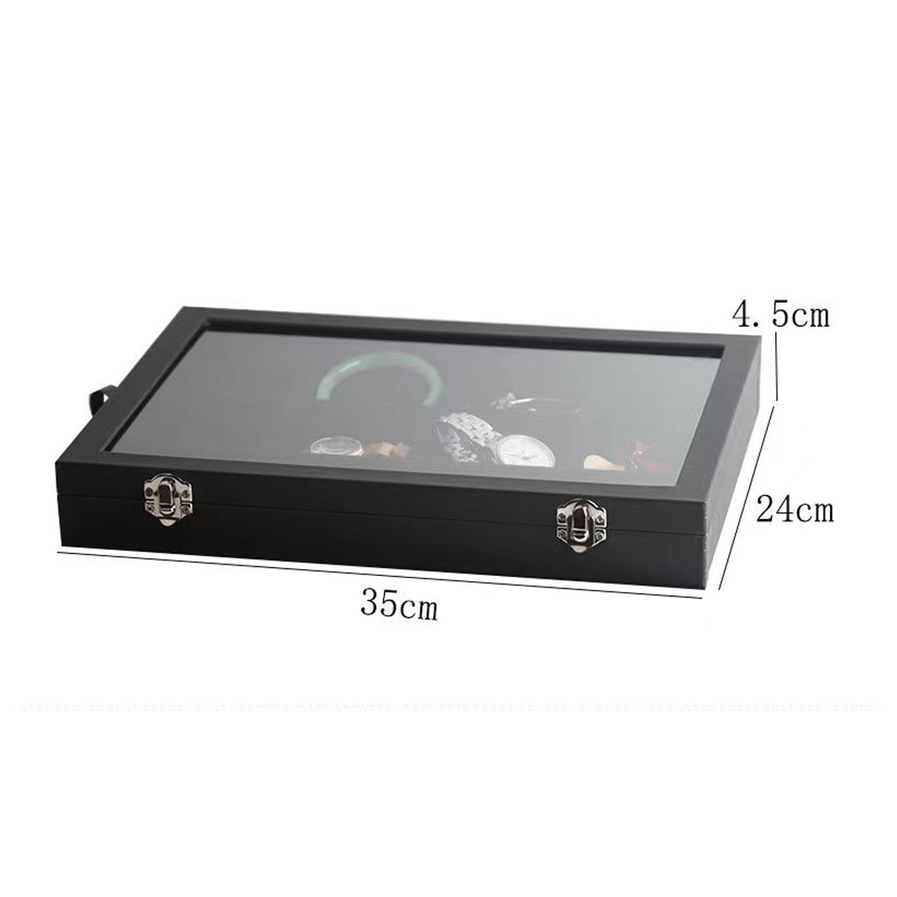 Jewelry Organizer Tray with Clear Lid 24 Grid Velvet Drawer Jewelry Storage