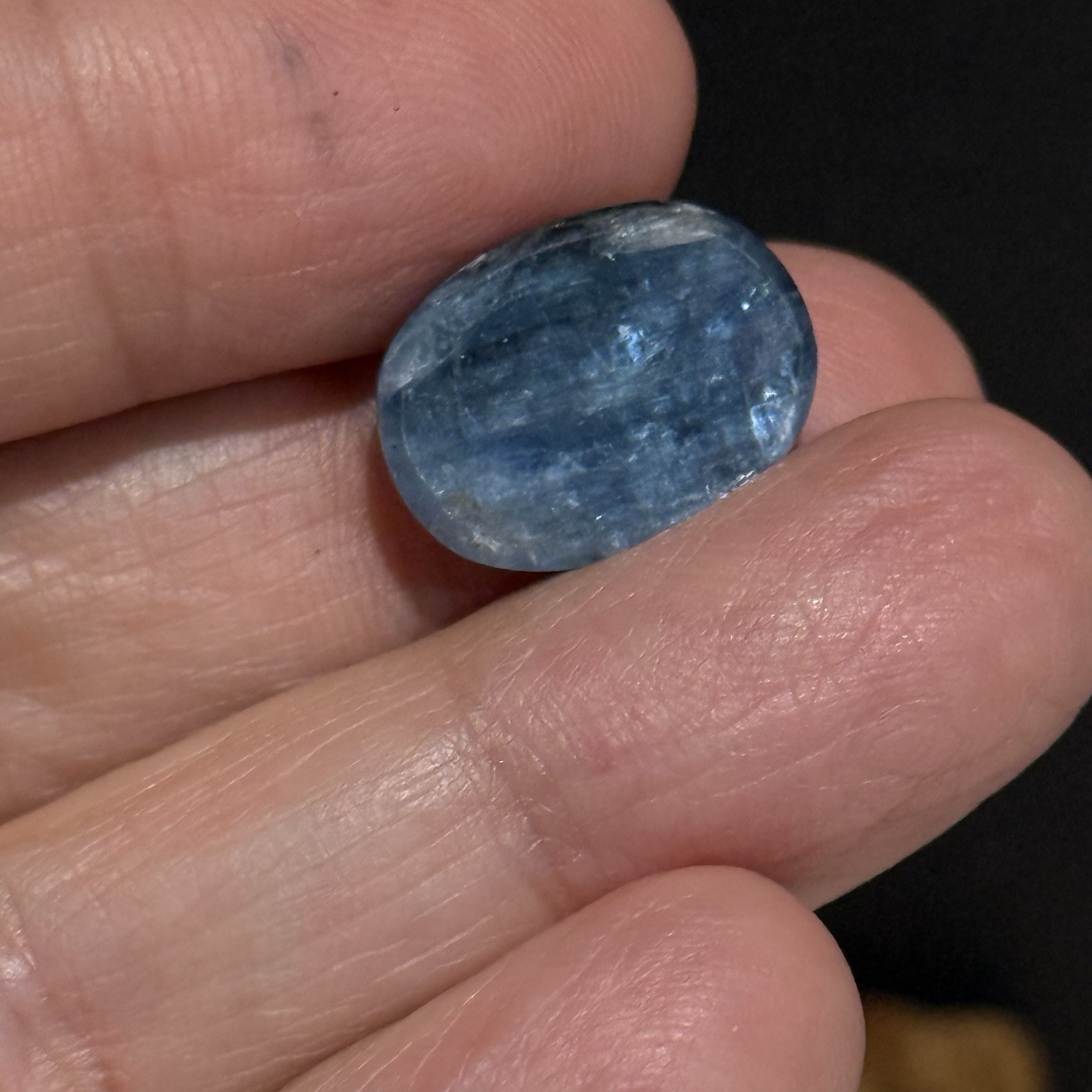 12.1ct 16.4×12.2×5.6mm Fine Blue Faceted Kyanite Oval Cabochon Loose Gem