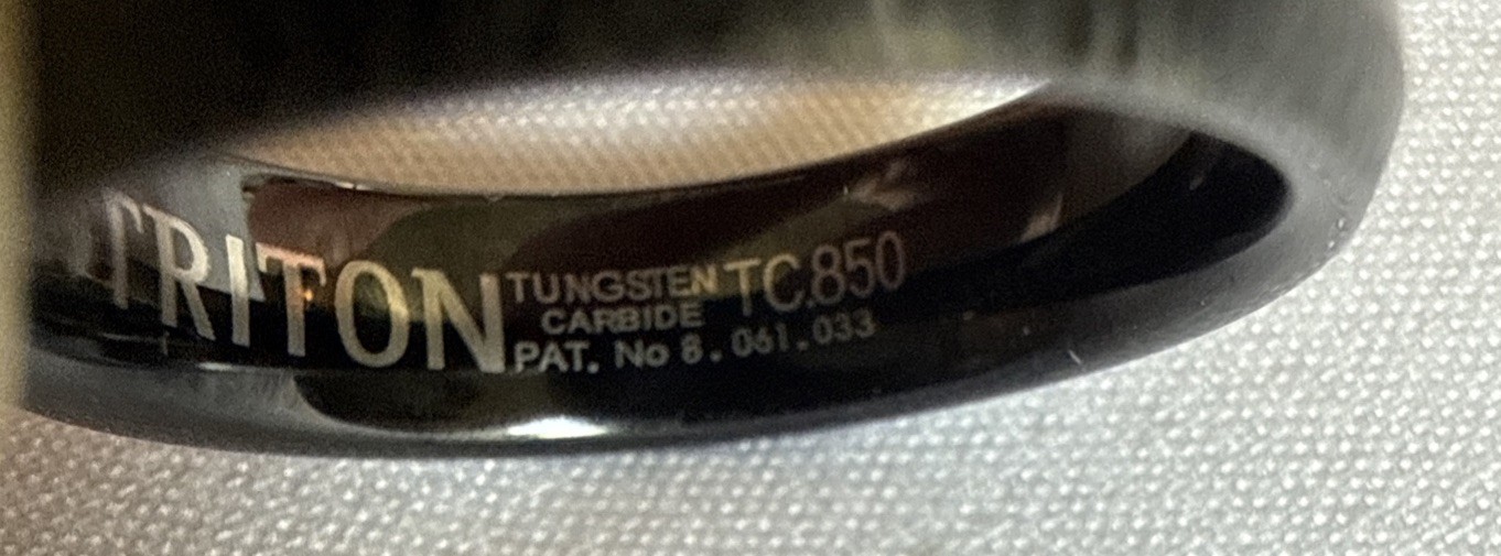 Triton Tungsten Black Carbide TC 850 Men’s Ring Band Sz 9.25 Cut Design