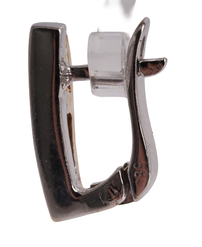 modern 585 gold 0.20ct edged hoop earrings. brilliant earrings