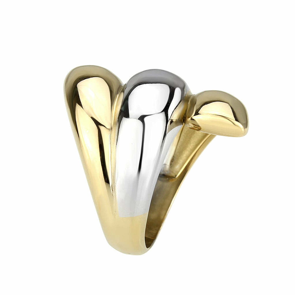 TK3796 – Two Tone IP Gold (Ion Plating) Stainless Steel Ring with NoStone in No