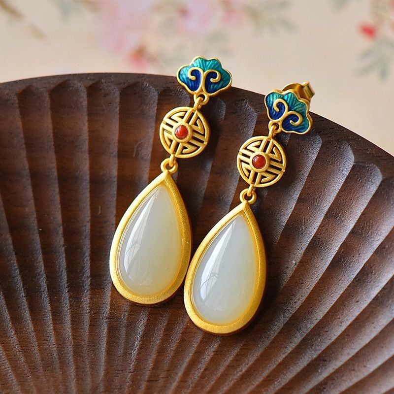 New Enamel Cloisonne Earrings Chinese for Qipao Women