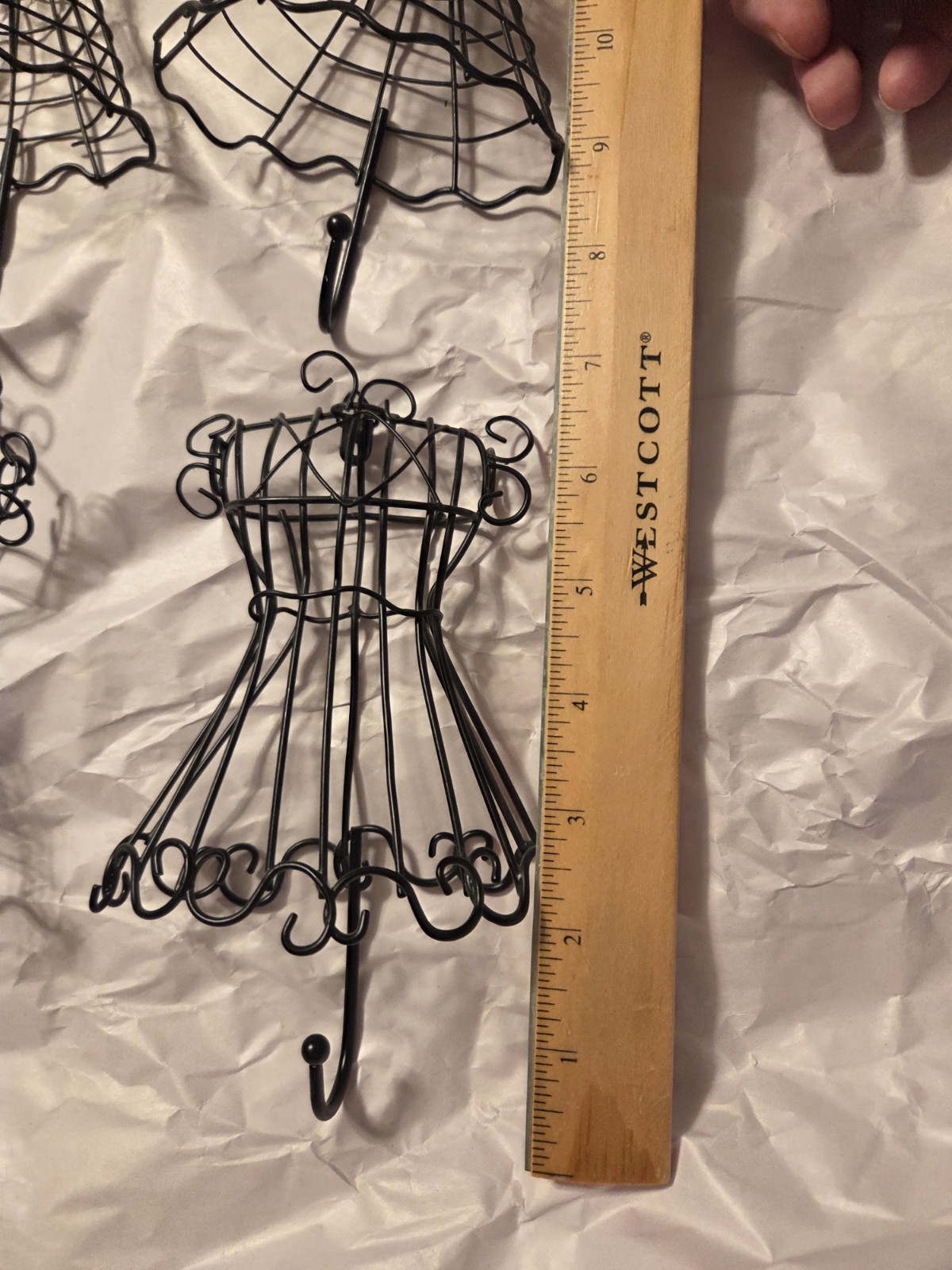 6.5″ Black Metal Wire Dress Form Mannequin Jewelry Holder Wall Hook Set Of 6