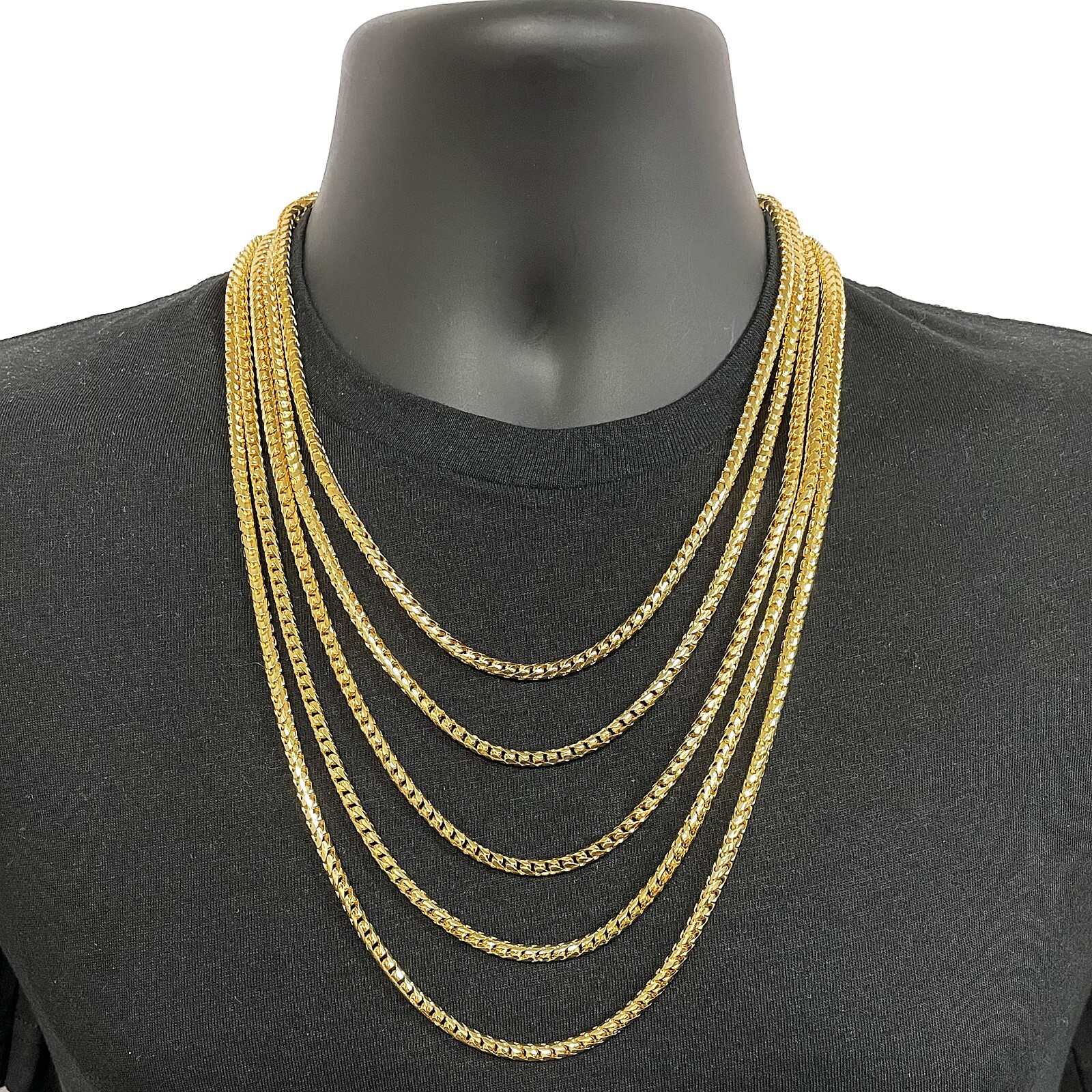 Italian 14k Yellow Gold Solid Diamond Cut Franco Chain Necklace 20″ 4mm 42.6gram