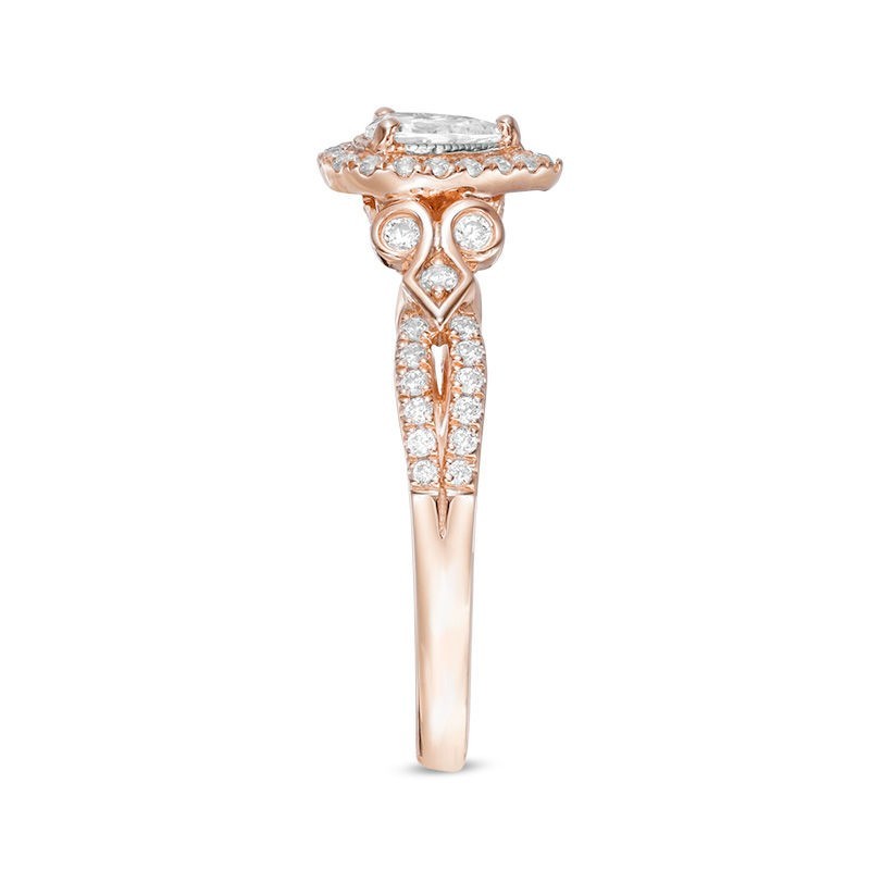 1/2 CTTW Pear Diamond Engage Ring 14k Rose Gold Size 6 & 1/5 CTTW Chevron 10k