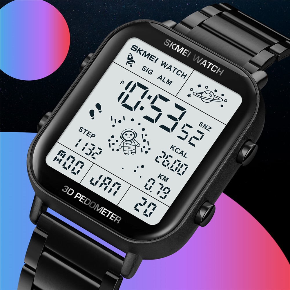 SKMEI Sport Watch Men Astronaut Dial Digital Wristwatch Male Steel LED Watches
