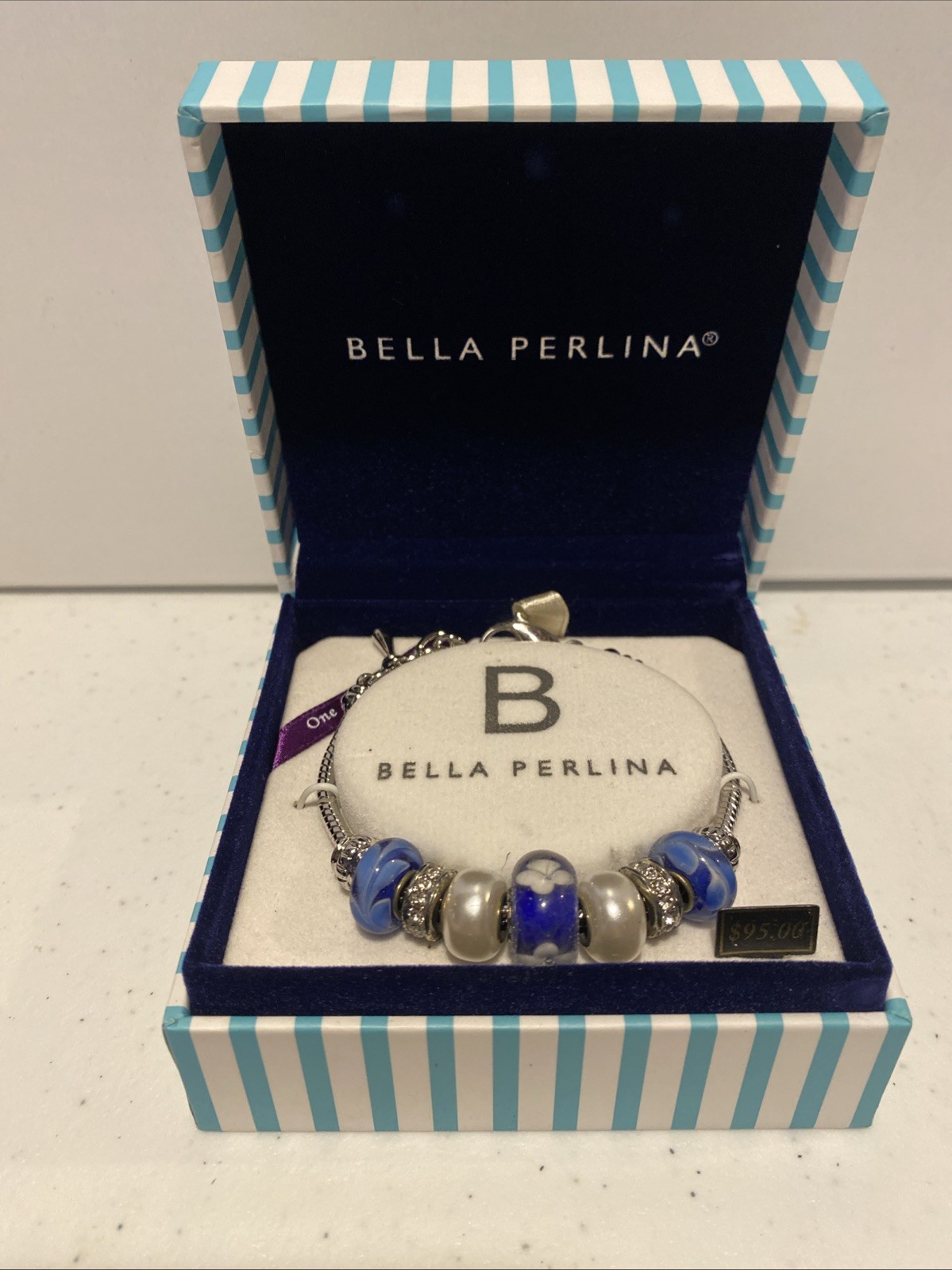 BELLA PERLINA Charm Bracelet Glass Beads Crystals
