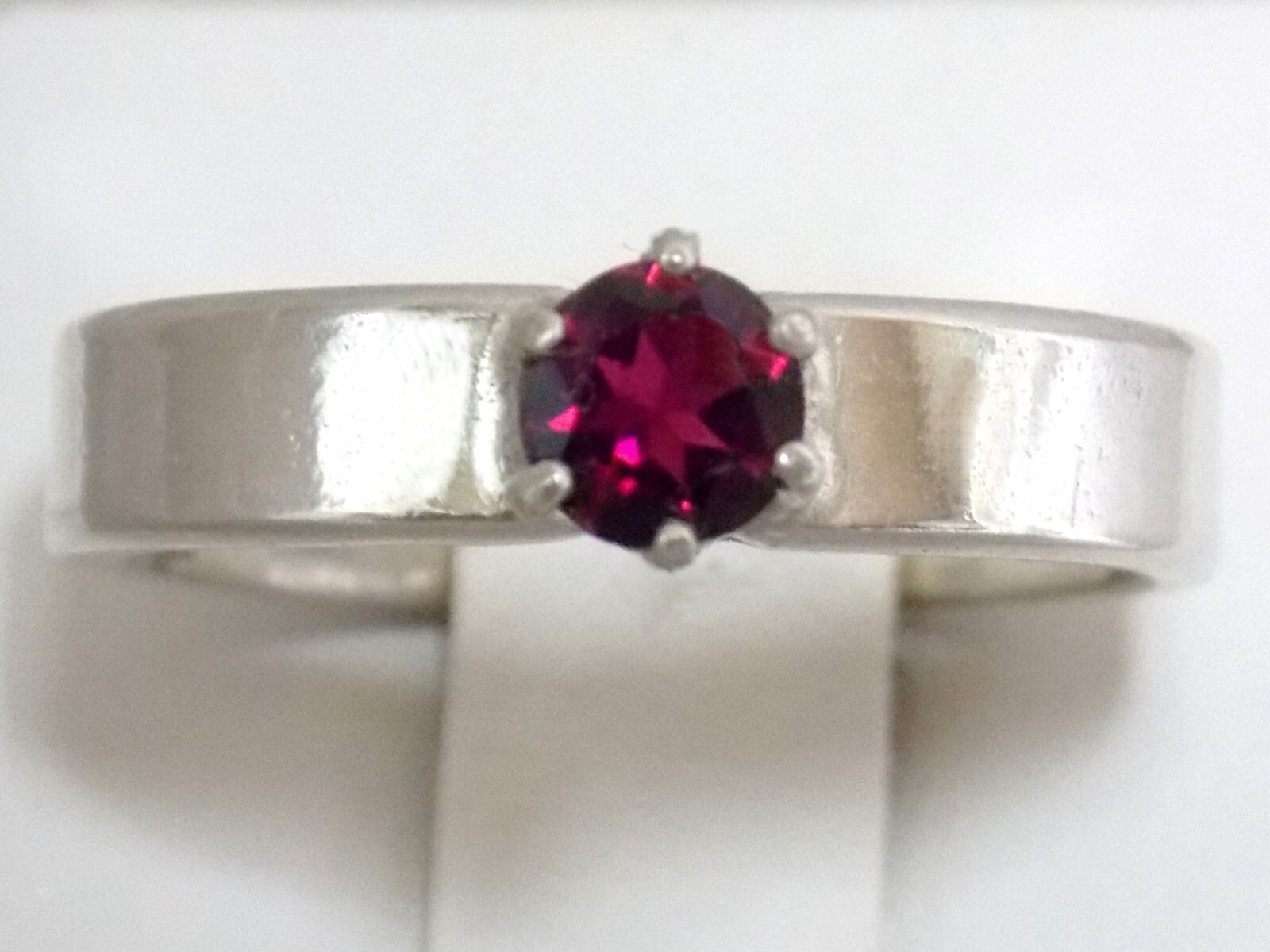 Natural Red Tourmaline Size 8 Ring 925 Sterling Silver .50ct 4.5mm Band USA Made