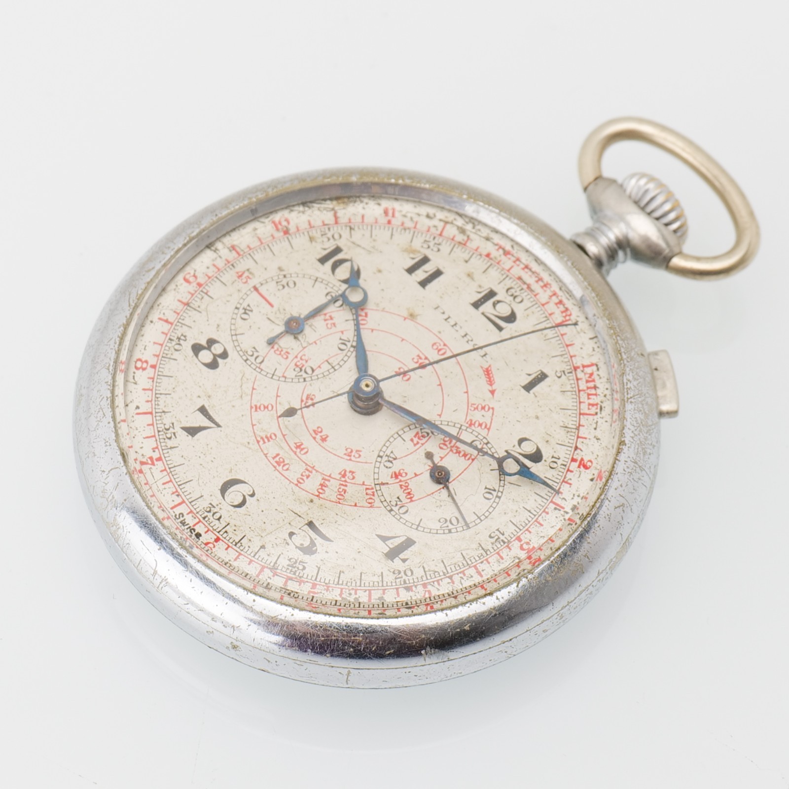 Rare Pierce Cronograph Vintage Military Pocket Watch Running Just Serviced!