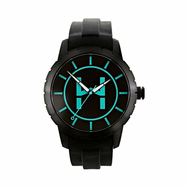 Hagley West Men’s Quartz Analog 45mm Black/Blue Dial Rubber Strap 30m