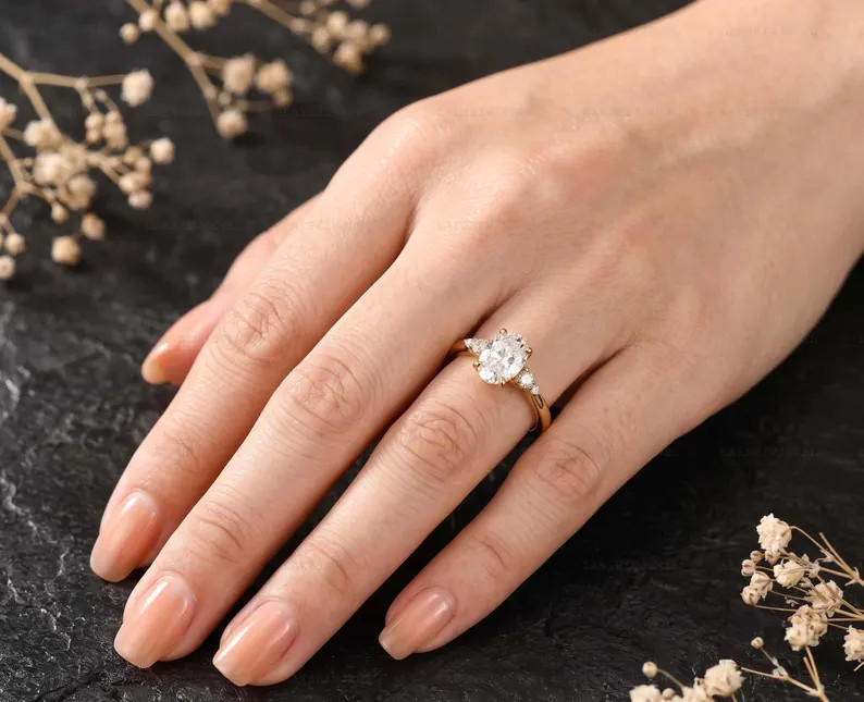 Lab Created Moissanite Ring, Base Metal: Brass Finish: Gold Plated, Gift