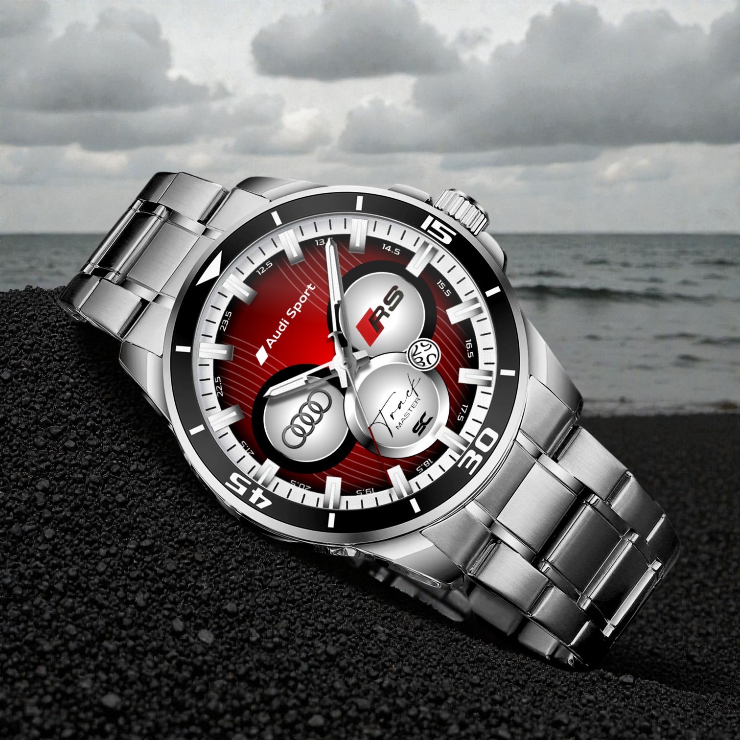 Audi Sport Track Master Chronograph Style Steel Wrist Watch for Lovers
