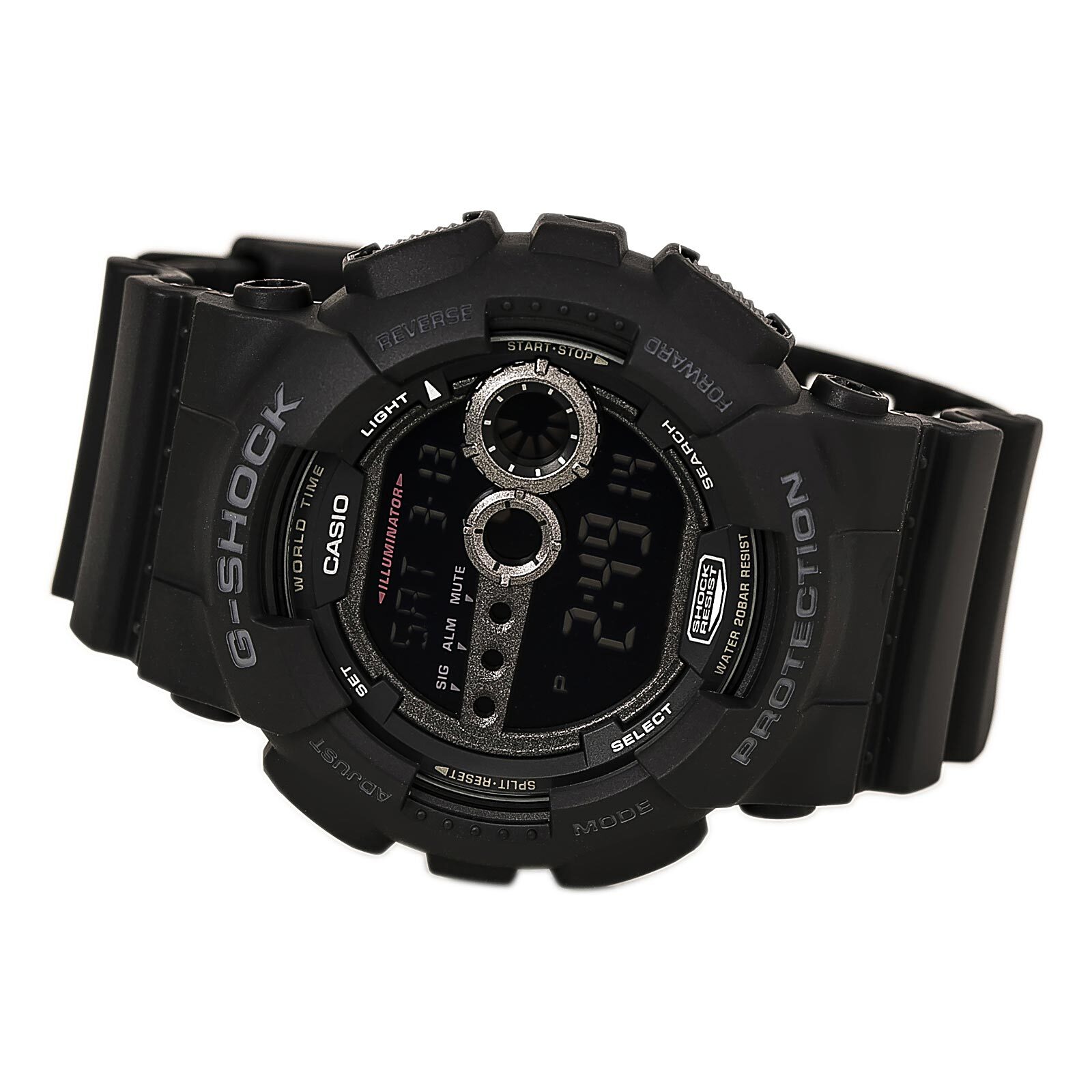 Casio Men’s Watch G-Shock X-large G World Timer Round Black Resin Strap GD100-1B