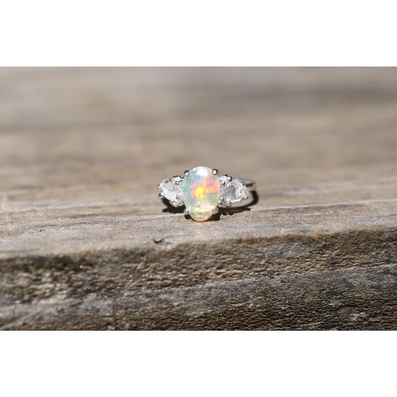 Opal and Lake County diamond ring, size 4 5 6 7 8 9 10 11 12