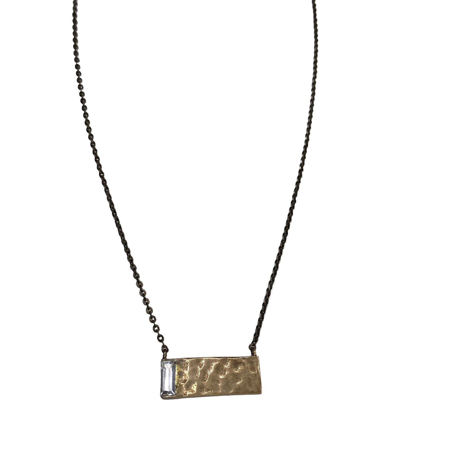 EUC Silpada KR Crossbar Swarovski Crystal Brass Necklace 15″ With A 2″ Extender