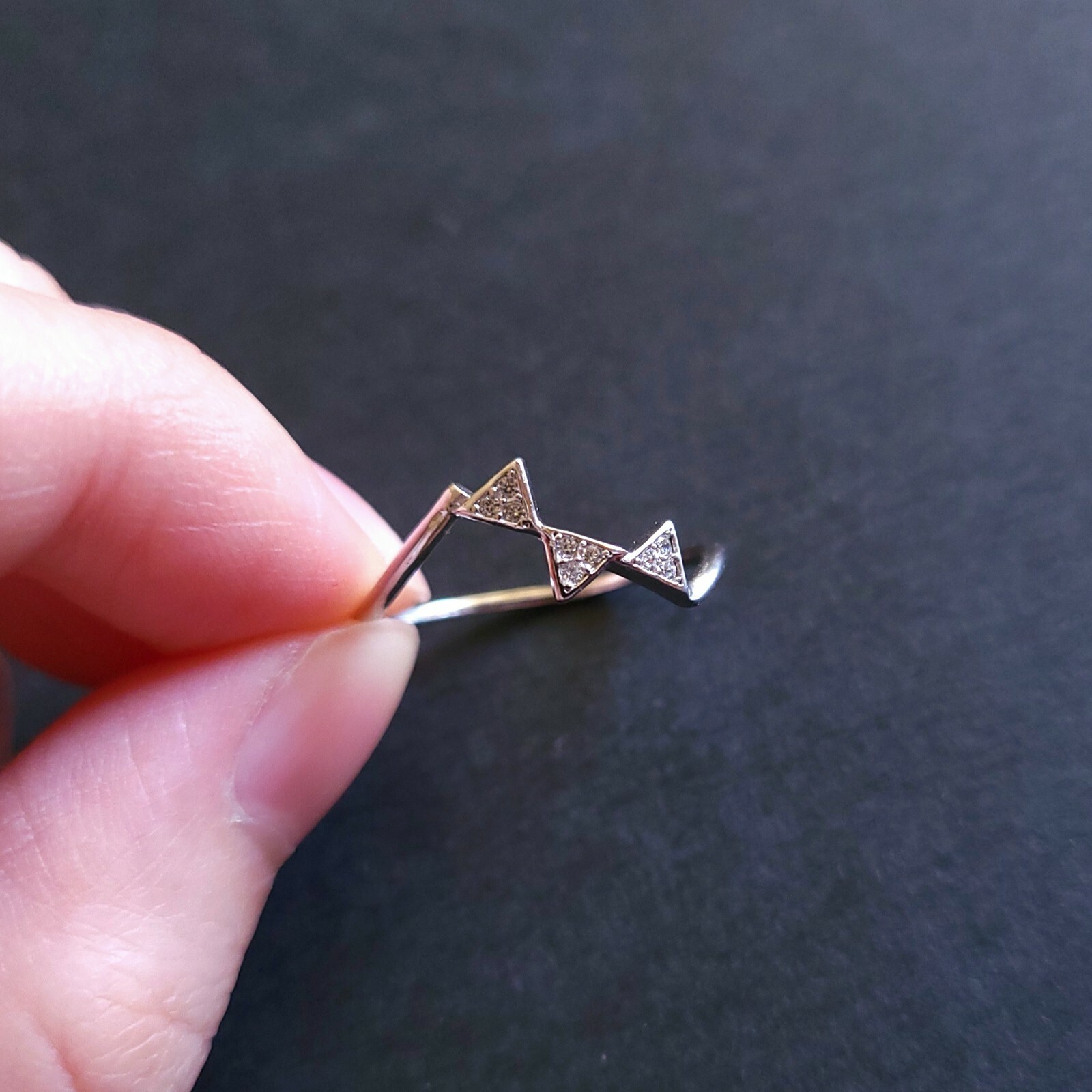 Fuzion Creations Cubic Zirconia & Sterling Silver Triangle Geometric Ring