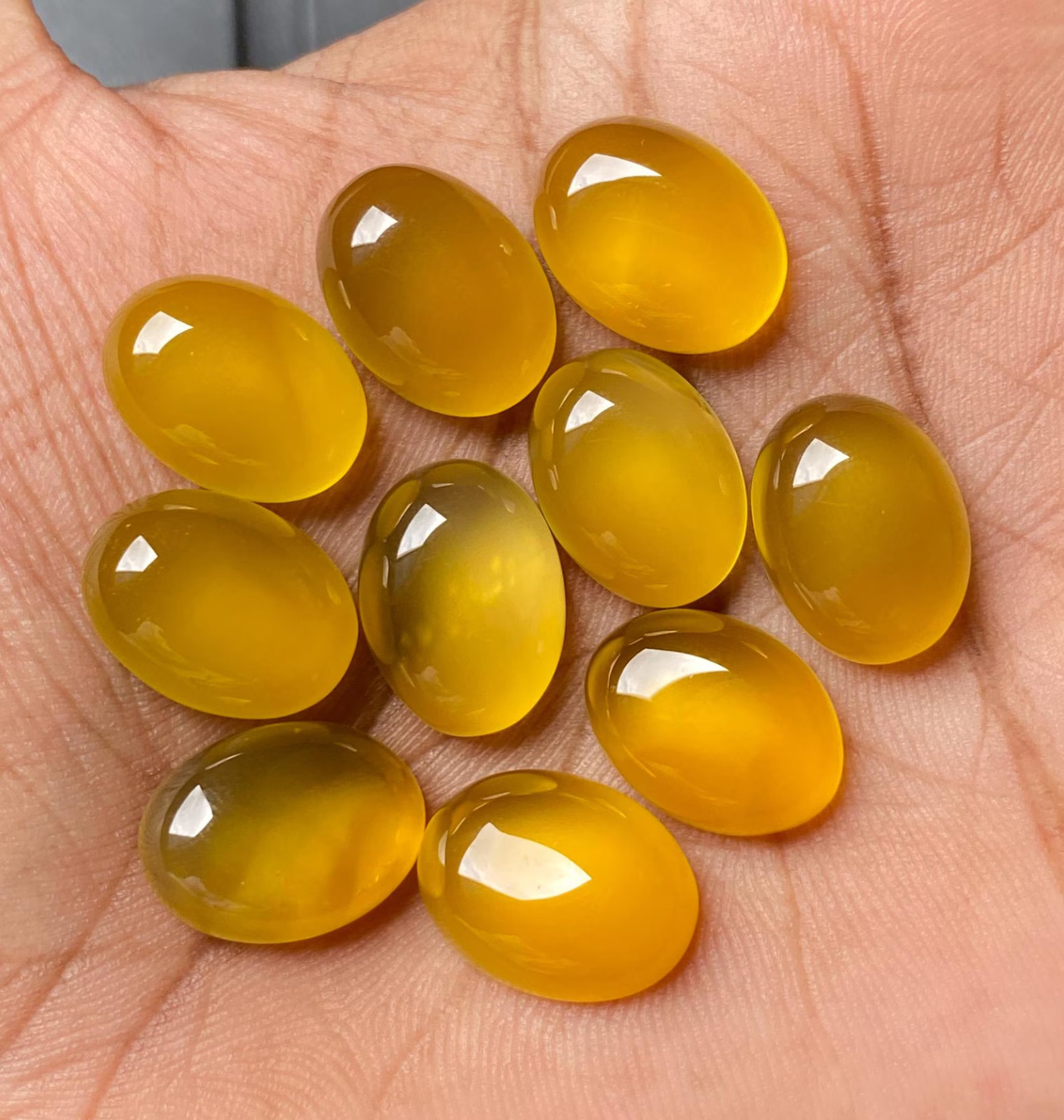 Natural Yellow Onyx Gemstone Oval Cabochon Gemstone Calibrated Size 4×6 to 10×14