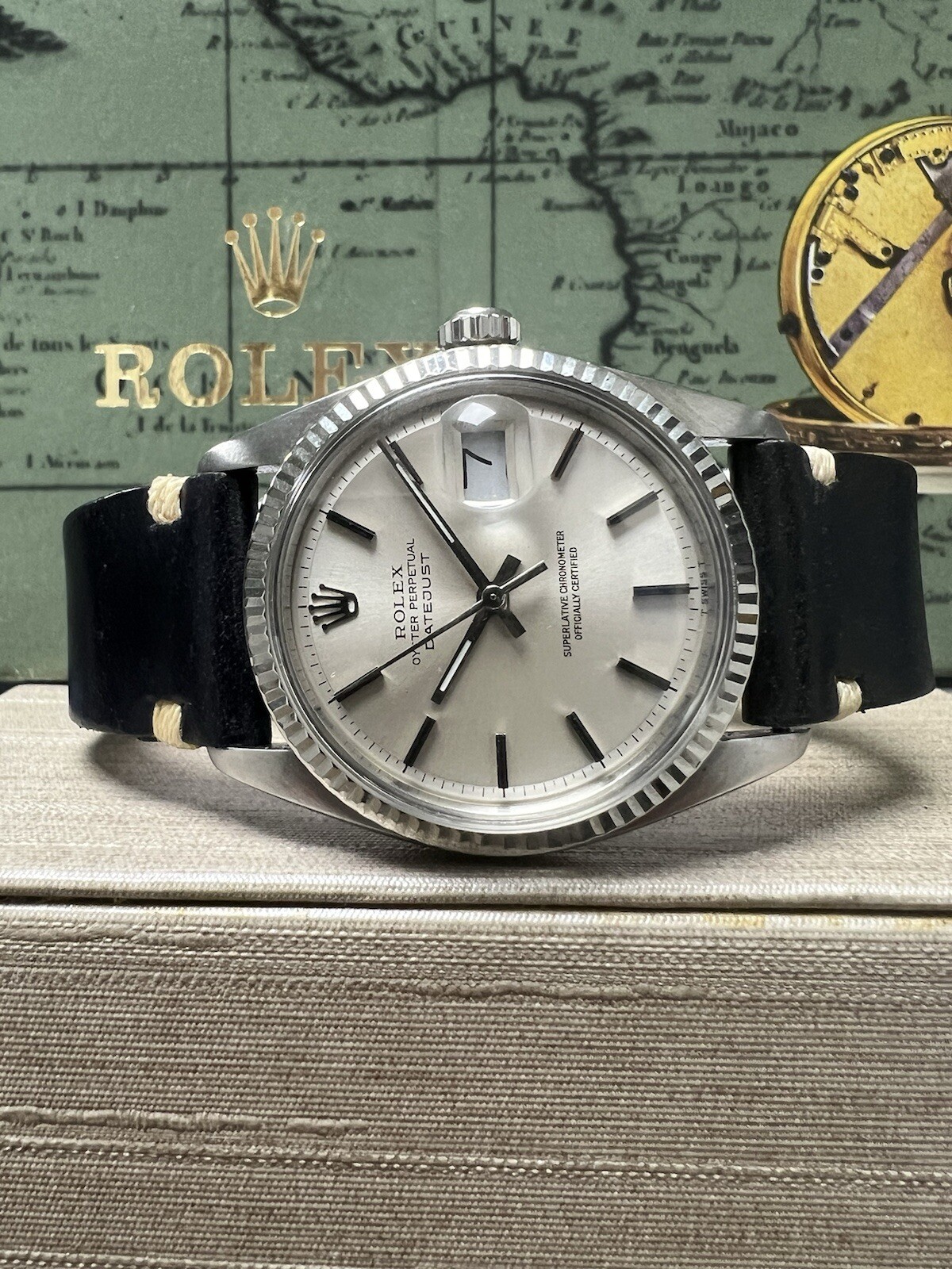 Mens Rolex Datejust White Gold Stainless Silver Dial 36mm Watch 1601