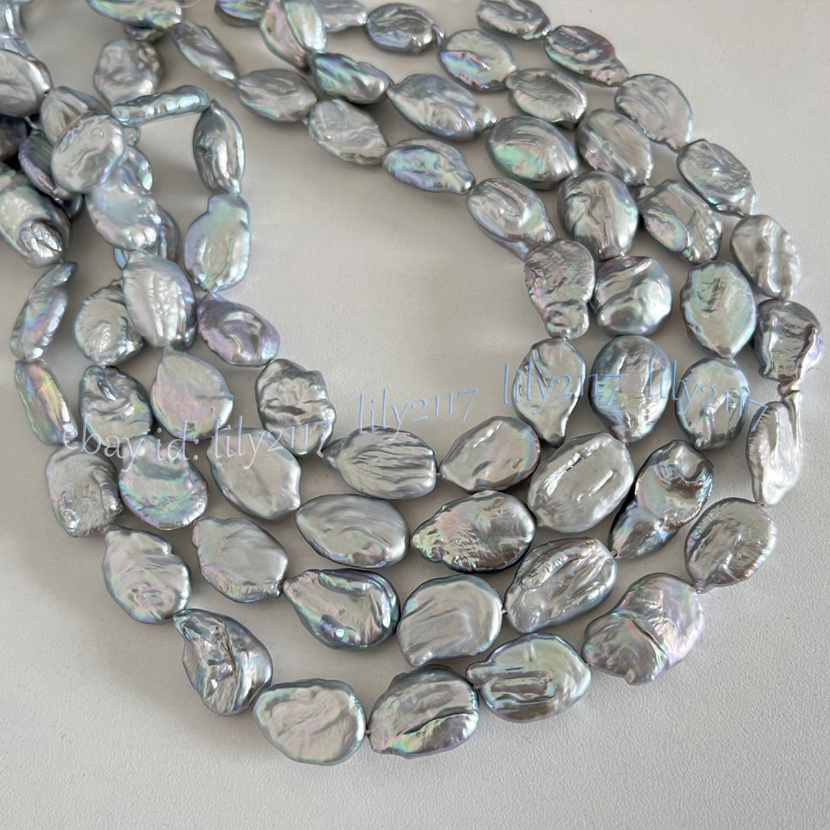 Luster 15-20mm Natural South Sea Gray Baroque Keshi Pearl Loose Beads 15″ Strand