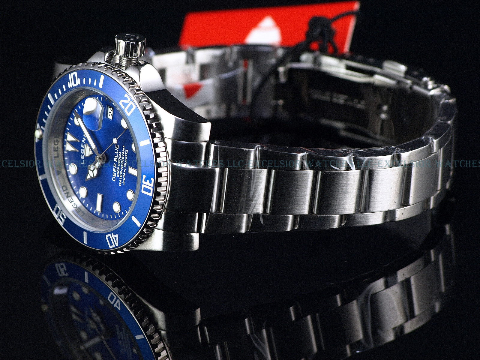 NEW Legend Men’s 200m Deep Blue Diver Egyptian Blue Dial Miyota Quartz SS Watch