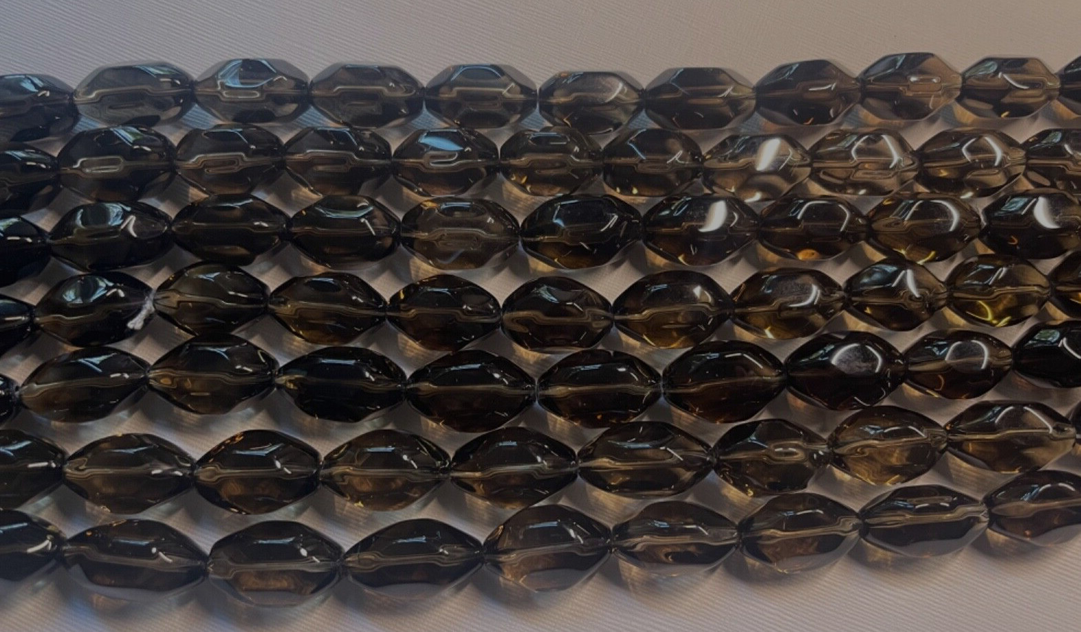 ONE STRAND 16″ SMOOTH FACETED NUGGETS SMOKY QUARTZ 20X15 MM BELOW WHOLESALE!!!