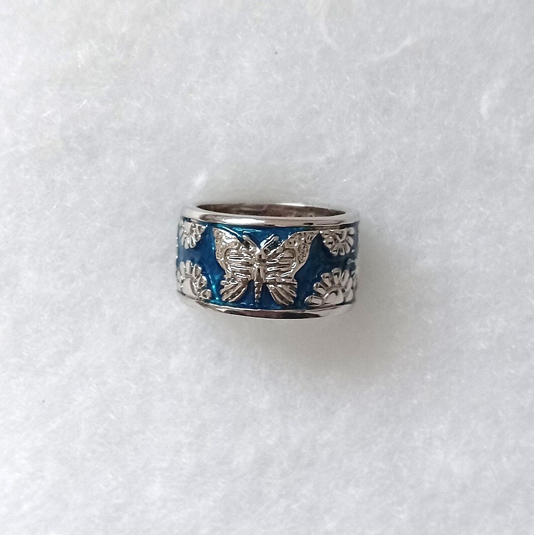 Butterfly Flower .925 Sterling Silver Ring by Peter Stone Fine Jewelry Size 6