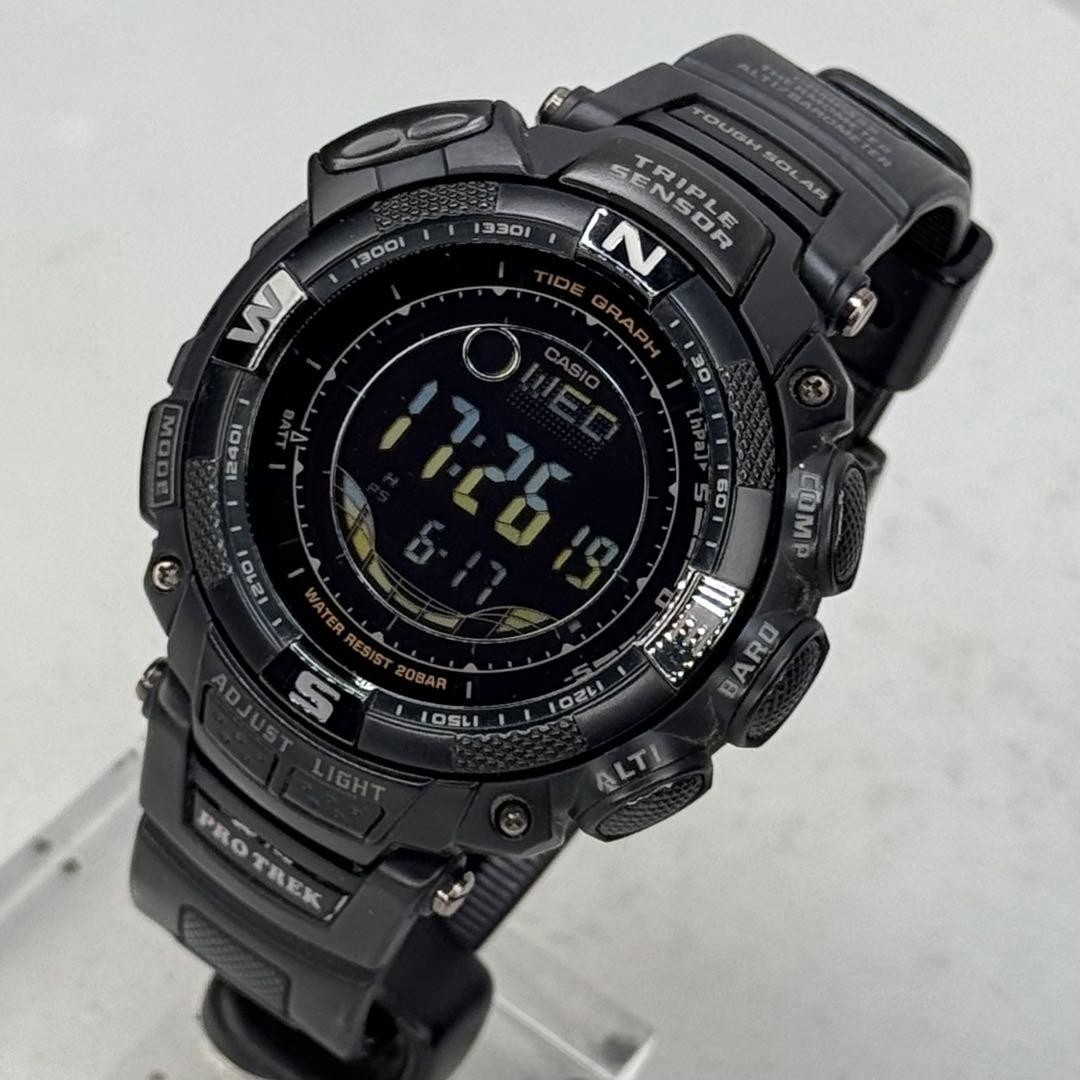 Rare PROTREK PRG 130Y Tough Solar Black Inverted LCD