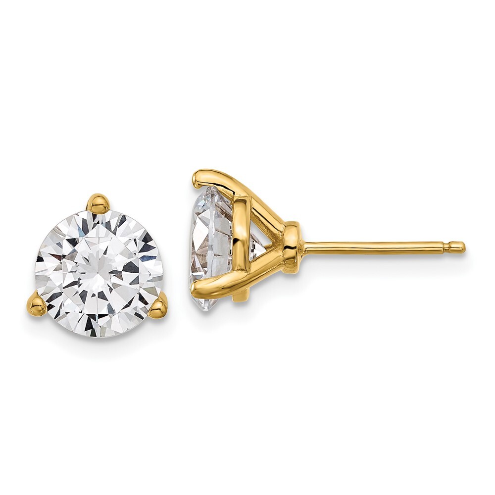 9.05mm Cheryl M Sterling Silver Gold-tone Brilliant-cut 8mm CZ Stud Earrings