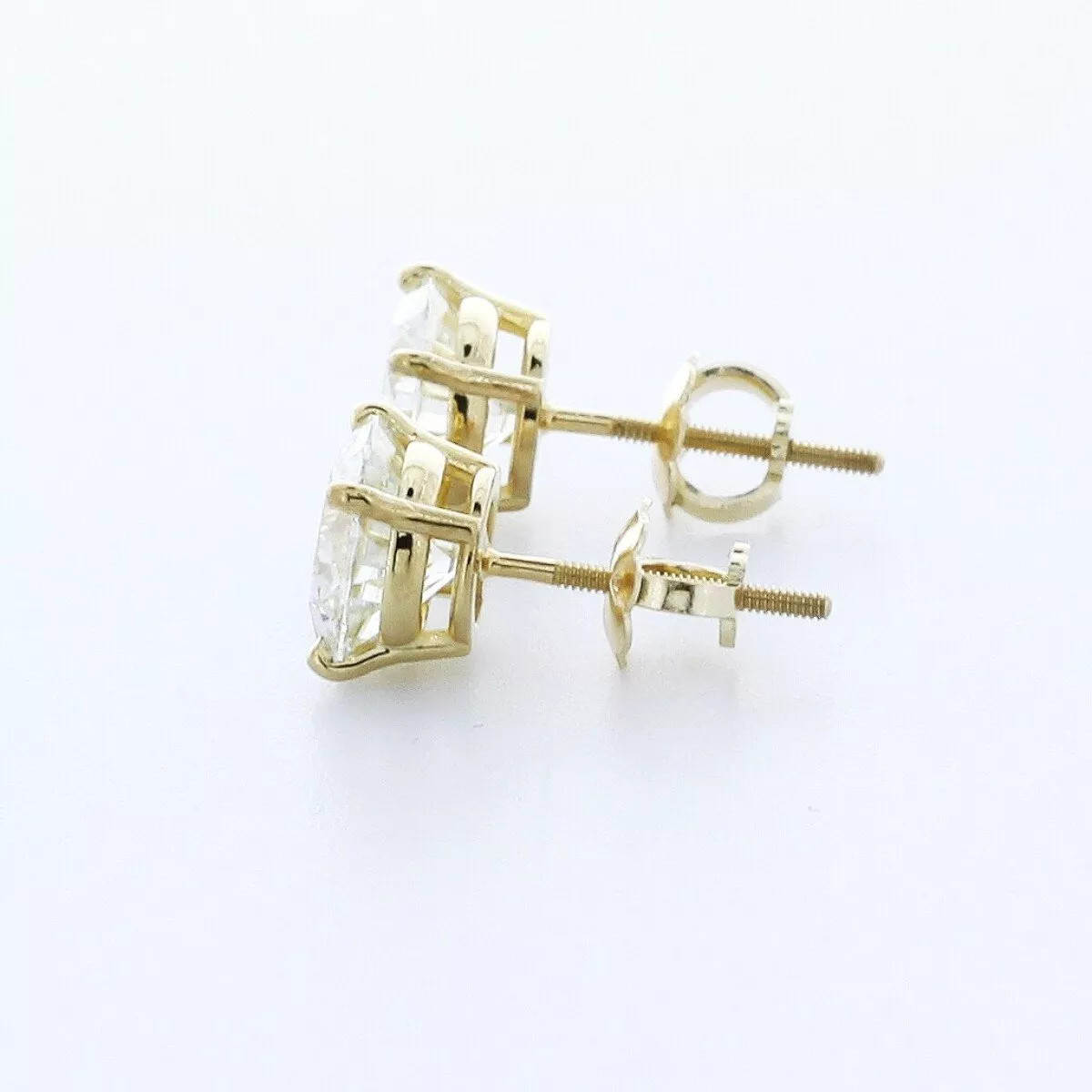 Stud Earrings Solid 14K White Gold Classic 3.20 CT Round Natural Diamond H SI2