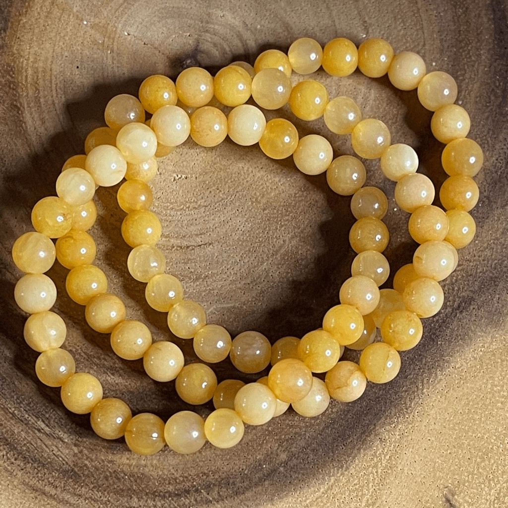 Honey Calcite yellow 6mm stretch bracelet beaded one bracelet 6.75” stretch crys