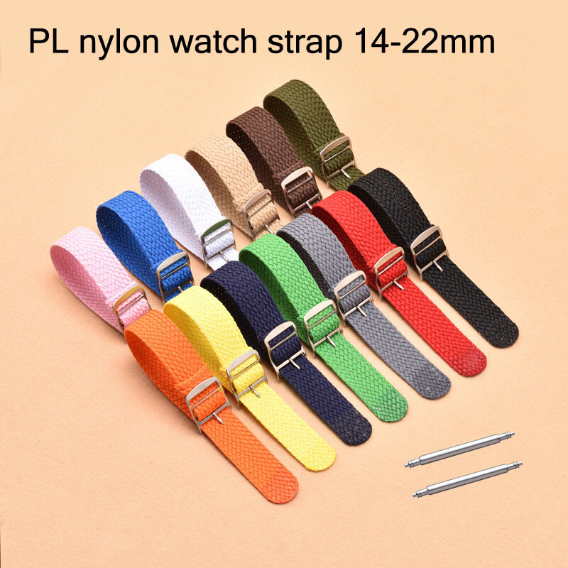 No-hole Nylon Strap 14mm 16 18 20 22mm Wristband Weave Fabric Canvas Watch Band