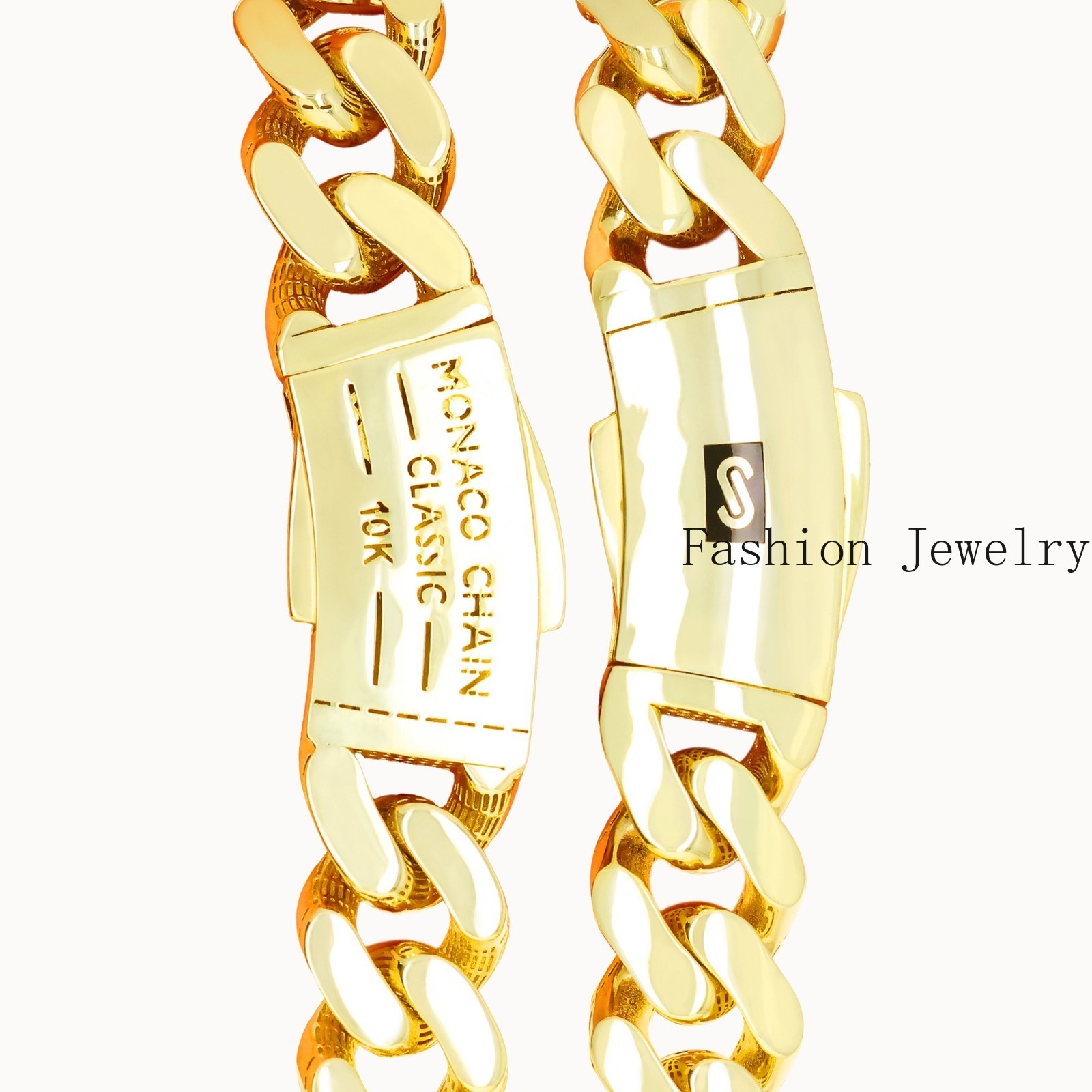 10K Yellow Gold Miami Cuban Royal Monaco Chain 5mm-20mm Necklace Bracelet 6″-30″