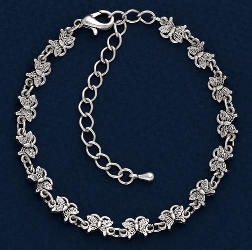Antique Silver Plated Butterfly Anklet If needed the length can be Adjestable