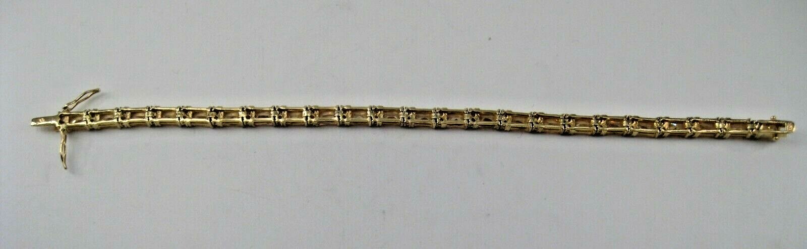 Sterling Vermeil Tennis Bracelet Orange Clear CZ Rectangle Round Cut 7-7/8″